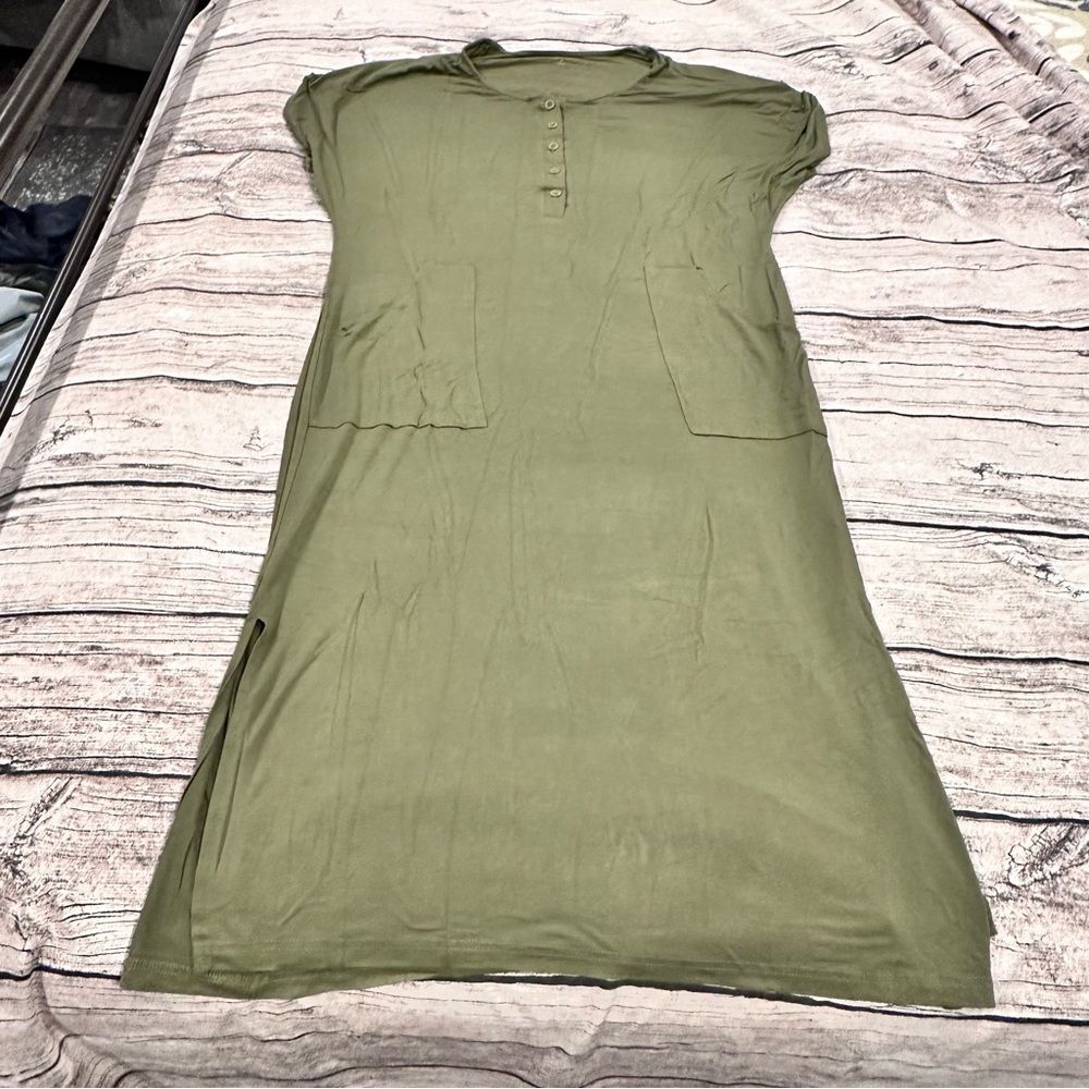 Kyte Bamboo Olive Green Casual Tank Dress Size Small